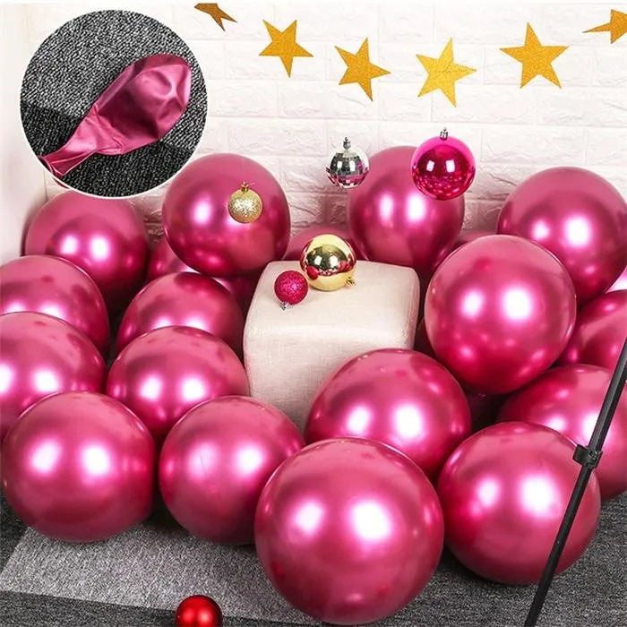 10x glanset perle oppblåsbar krom ballonger metallisk rød