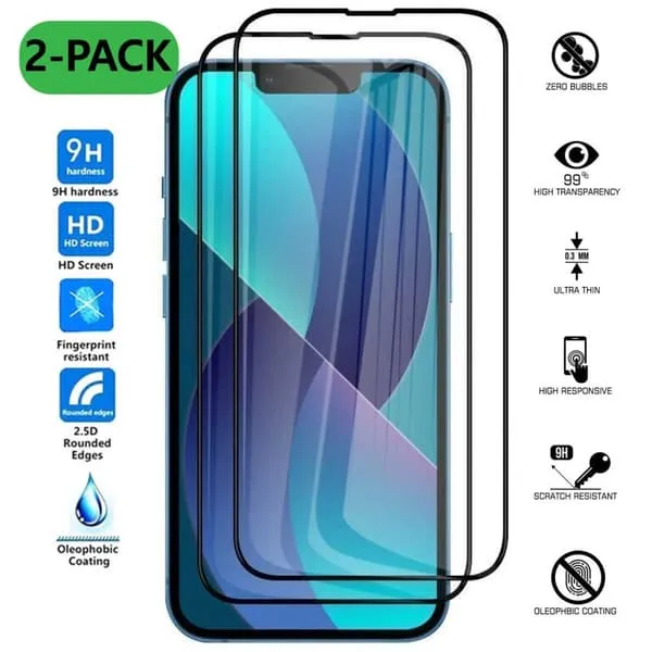 2-pack iPhone 13 Mini HD Skjermbeskyttelse Karbonfiber herdet glass