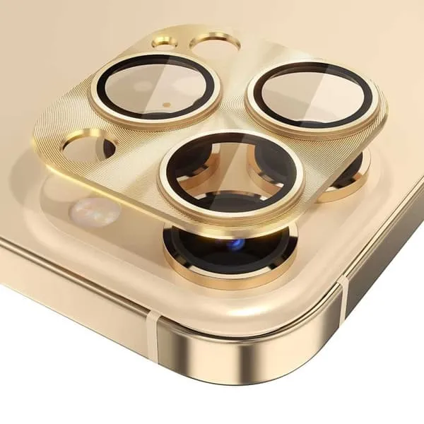 iPhone 14 Pro/14 Pro Max linsedeksel metall herdet glass gull