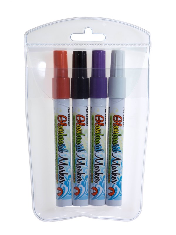 Artline EPG-4/4W1 Glassboard Marker set White Black Viol