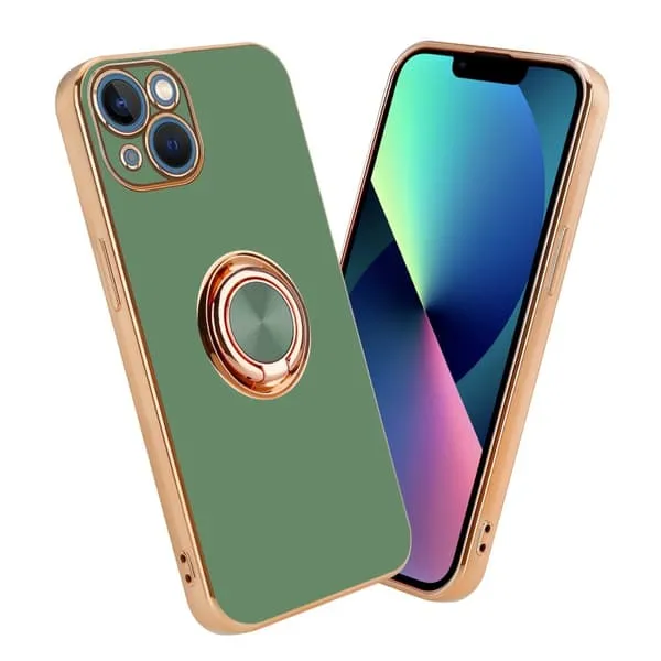 Deksel til iPhone 14 med ring Etui av fleksibel TPU-silikon, med kamerabeskyttelse magnetisk bilholder