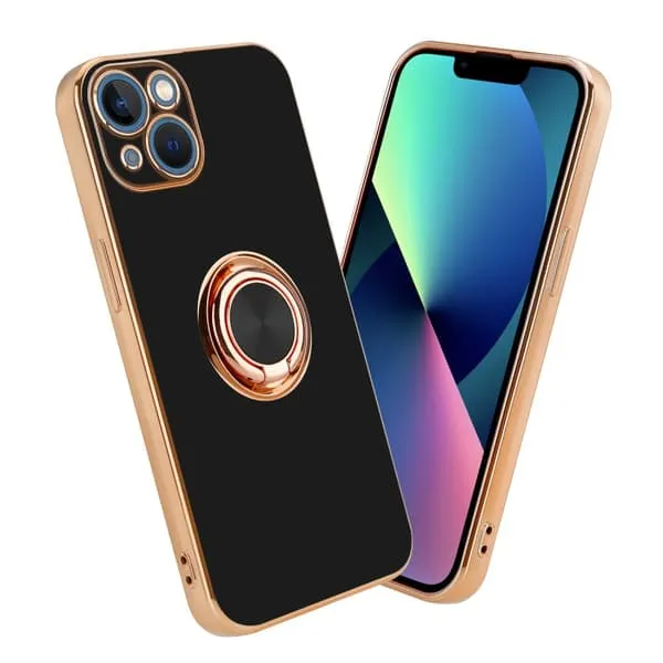 Deksel til iPhone 14 med ring Etui av fleksibel TPU-silikon, med kamerabeskyttelse magnetisk bilholder