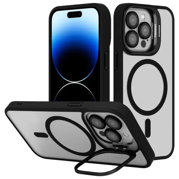 Deksel kompatibel med iPhone 15 PRO MAX kompatibel med MagSafe og stativfunksjon inkl. beskyttelse av kameralinsen case cover