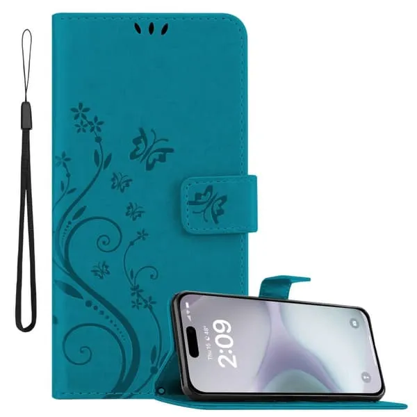 Deksel kompatibel med iPhone 16 PLUS Lommebokdeksel i blomster design med magnetisk lukking, stativfunksjon og kortplasser