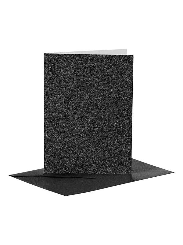 Creativ Company Cards and Envelopes 10.5x15cm Glitter Black - 4 pcs.