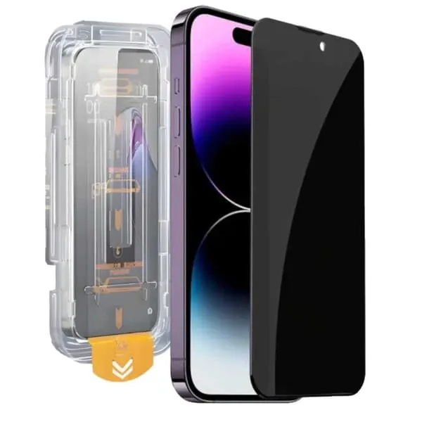 Easy Install iPhone 16 Pro Personvern Skjermbeskytter HD Herdet Glass