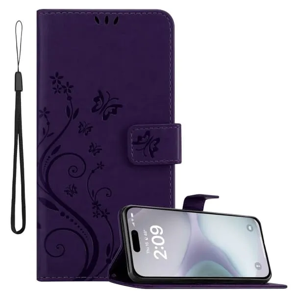 Deksel kompatibel med iPhone 16 Lommebokdeksel i blomster design med magnetisk lukking, stativfunksjon og kortplasser