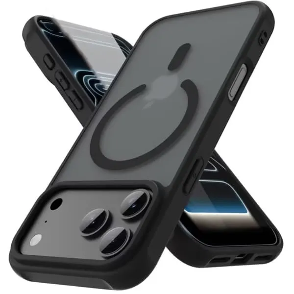 iPhone 17 Pro Max matt svart MagSafe-deksel – Støtsikker og trådløs lading
