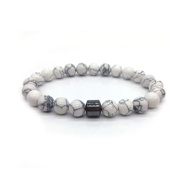 Trendy armbånd Stone hvit marmor og hematitt
