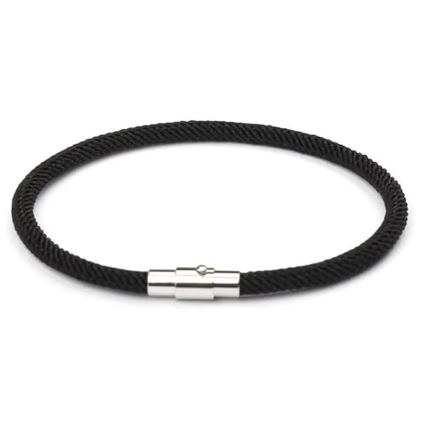 Svart håndlaget stoffarmbåndstau menns bout metall spenne