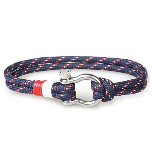 Marine blått stoffarmbåndstau herremetallspenne