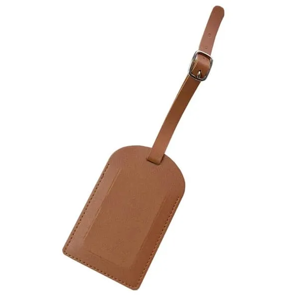 Bagasje tag PU Leather Leather Address Tag for koffertbrun