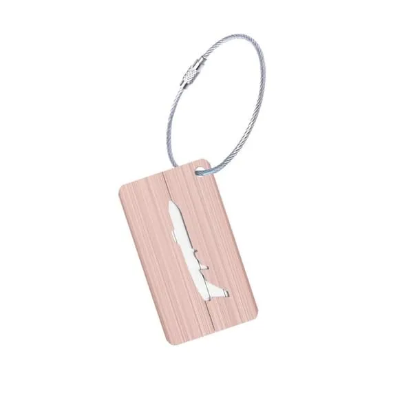 Bagasjelapp i Aluminium med Flymotiv - Rosé