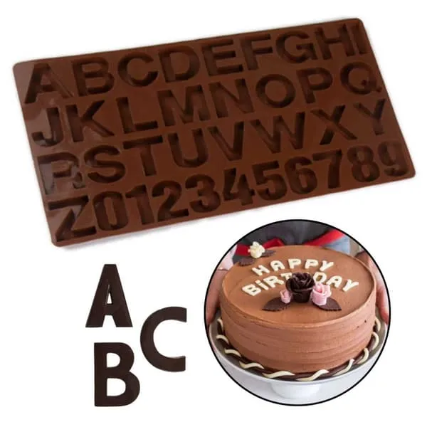 Silikon sjokoladeform bake bokstaver alfabet siilicon form