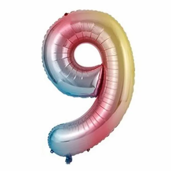 Big Digit Balloon Multicolored Rainbow Birthday Party 102cm 9