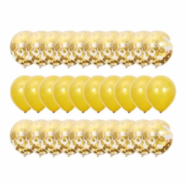 30-pack ballonger gull konfettiballons bursdag 31cm