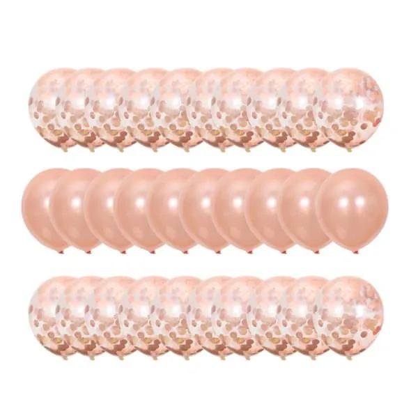 30-pack ballonger rosegull konfettiballongs bursdag