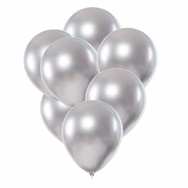 50-pack ballonger sølv metallisk fest bursdag 26cm