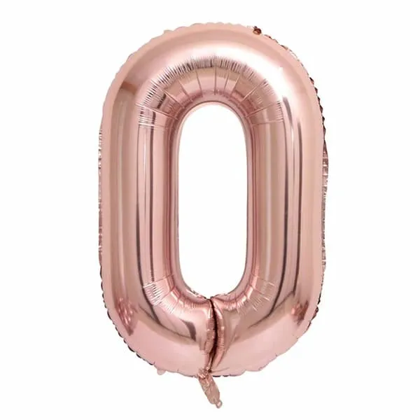 Stor siffer ballong i rosegull for bursdagsfest 102cm 0