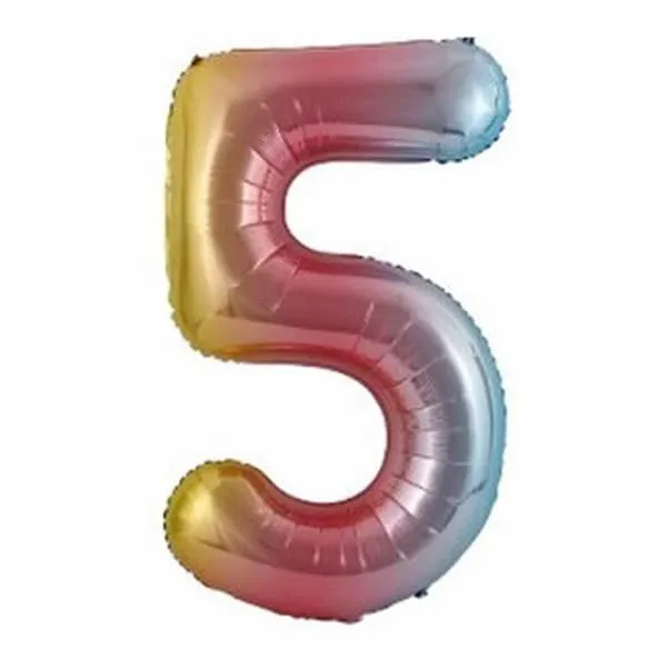 Big Digit Balloon Multicolored Rainbow Birthday Party 102cm 5