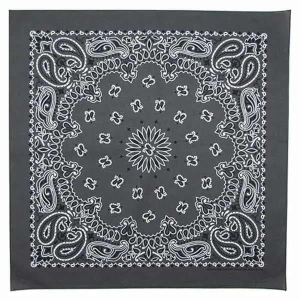 Dobbelsidig Bandana i 100% Bomull – Paisleymønster 55x55 cm, Mørkgrå