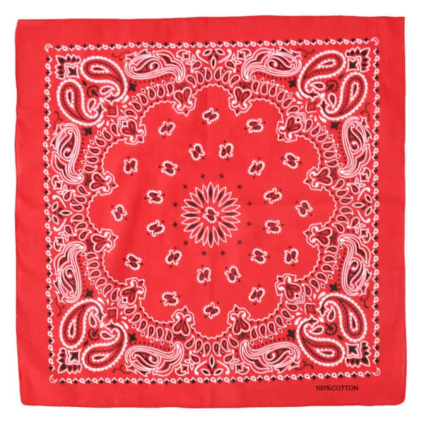 Dobbelsidig Bandana i 100% Bomull – Paisleymønster 55x55 cm, Rød