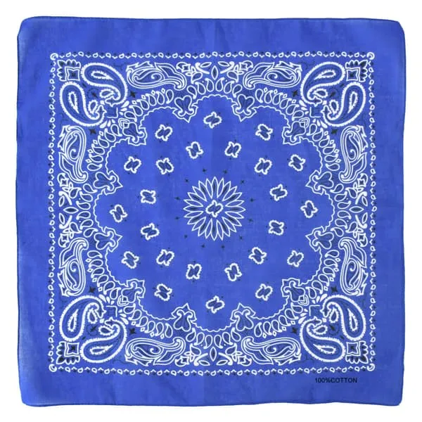 Dobbelsidig Bandana i 100% Bomull – Paisleymønster 55x55 cm, Blå
