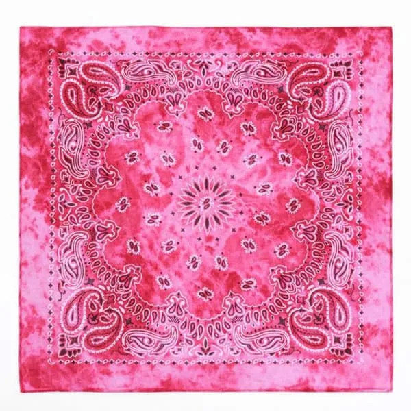 Bandana i batikkfarge 100% bomull – paisleymønster 53x53 cm, rosa