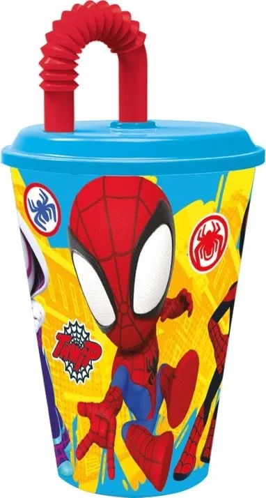 Spiderman Spidey plastkopp med sugerør, 430 ml