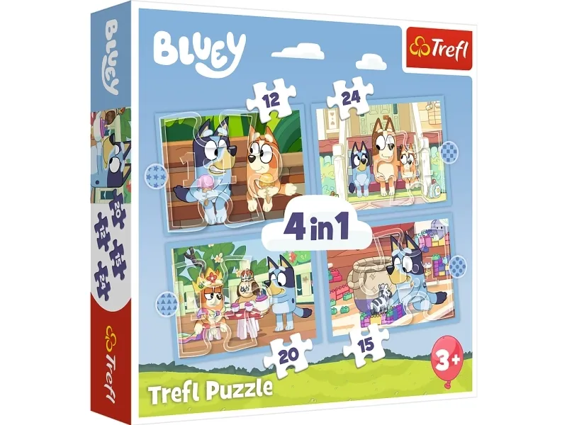 Trefl PUZZLE 4in1 Bluey og hans verden 34637