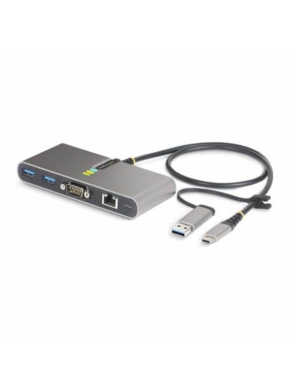StarTech.com 2-Port USB-C/USB-A Hub with GbE and RS232 Serial 2x USB-A - hub - 2 ports USB-hub - 2 porter - Grå