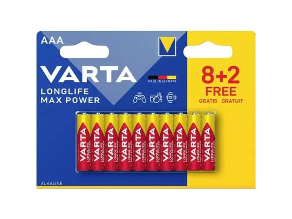 AAA-batteri Varta Longlife Max Power AAA Blister 10 (8+2) Alkali-mangan 1.5 V 10 stk