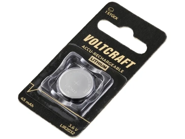 VOLTCRAFT LIR2032 Genopladelig ryggcellebatteri LIR 2032 Lithium 45 mAh 3,6 V 1 stk