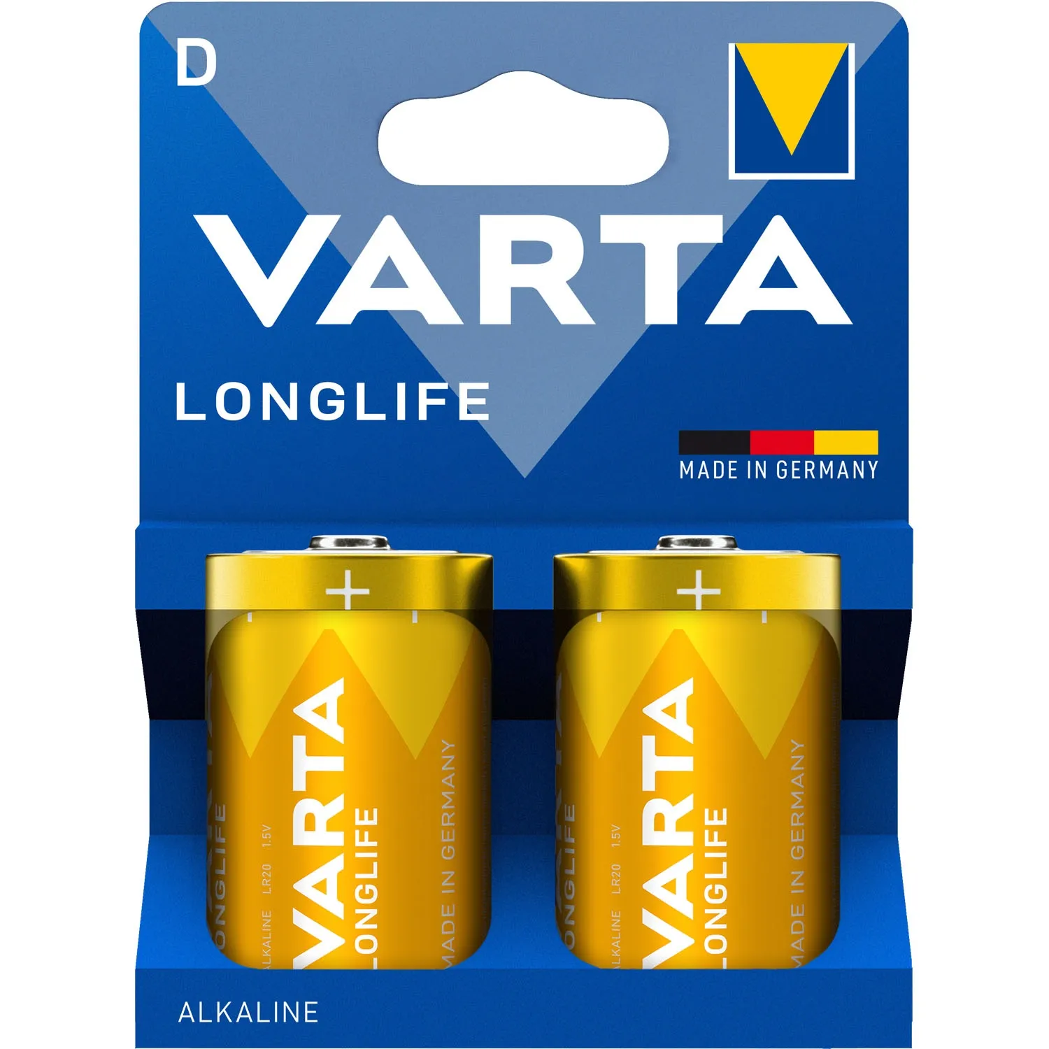 D Batterier, langvarige, 2-pakk, alkaliske