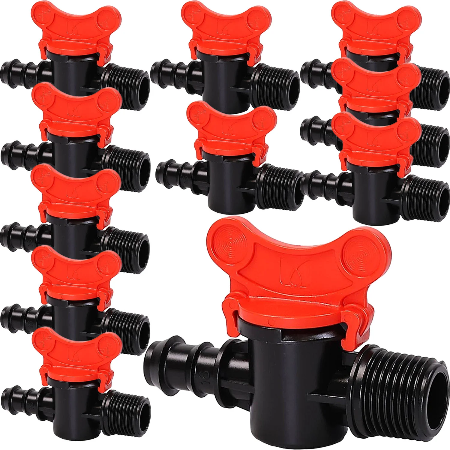 Kuleventil 1/2" 16mm med utvendig gjenge dryppslange stoppekran vanning 10x