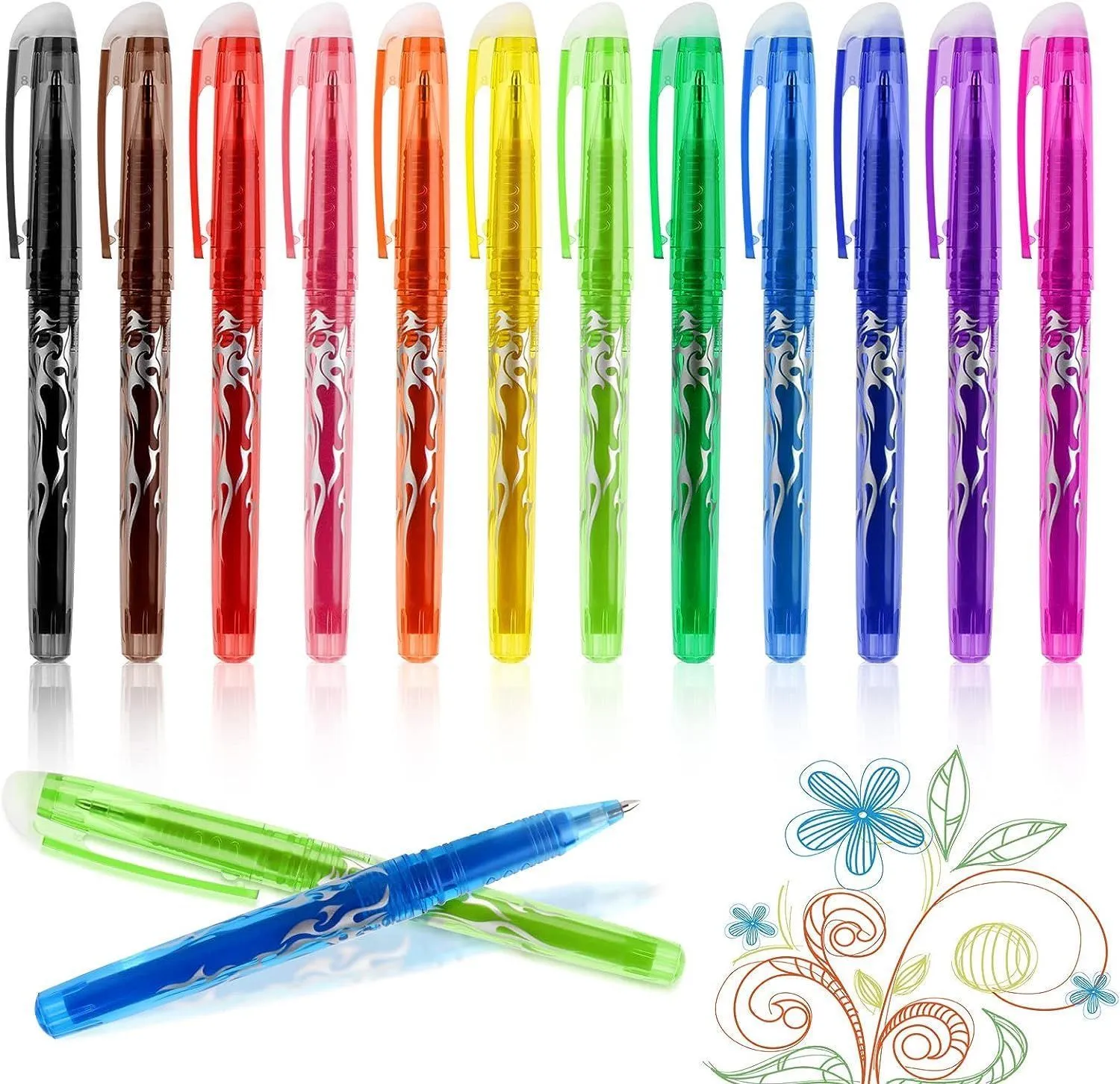 Erasable Ink Pens, Erasable Ink Pens med gel - 12-pakning