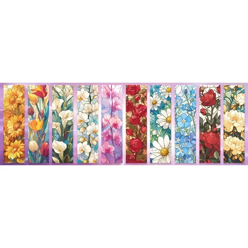 Bokmerker | Blomster | Glassmalerier | 10-pakning | Mix 2
