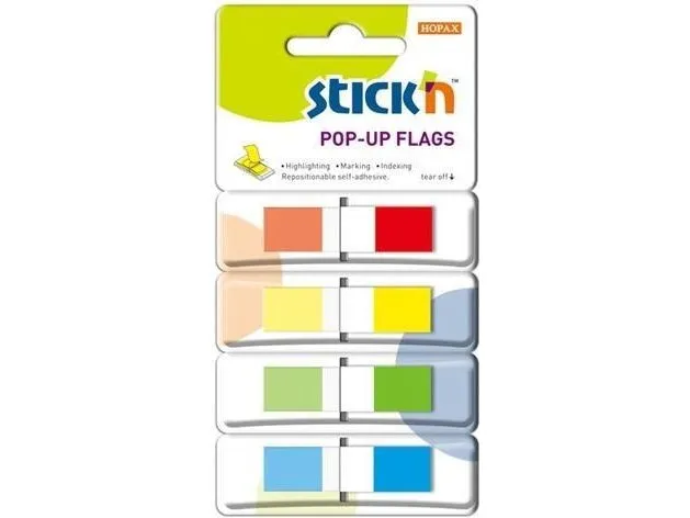 Stickn bokmerker selvklebende m/ stativ (mix) 140k 4 farger (205558)