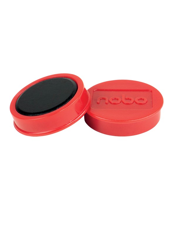 Nobo  Whiteboard magneter 38 mm, styrke 2,5 kg, pakke med 10 stk. Rød