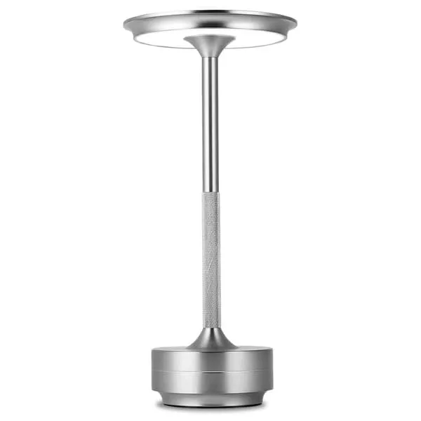 Trådløs Bordlampe i Metall | Oppladbar LED Industriell Design Sølv