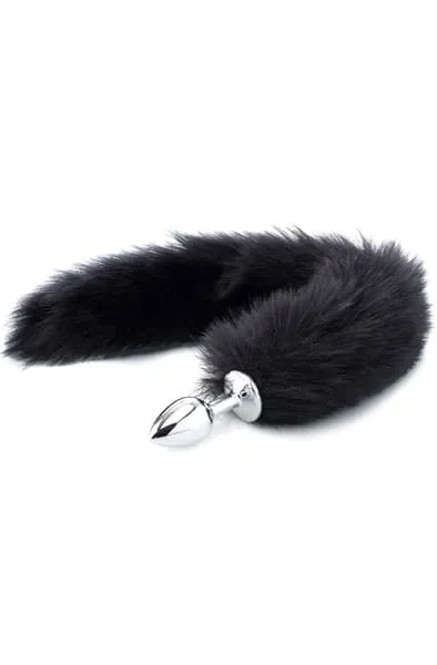 Deluxe Fluffy Fox Plug Black 45 cm Analplugg med hale