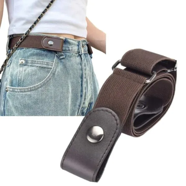 Elastisk belte uten spenne Dame Brun