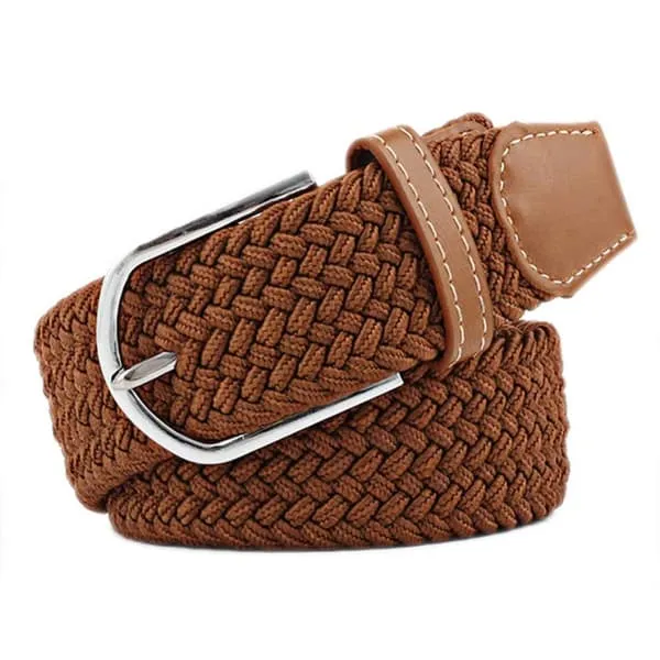 Belt med strekk - Elastisk lerretstoffskip W26 -W36 brun