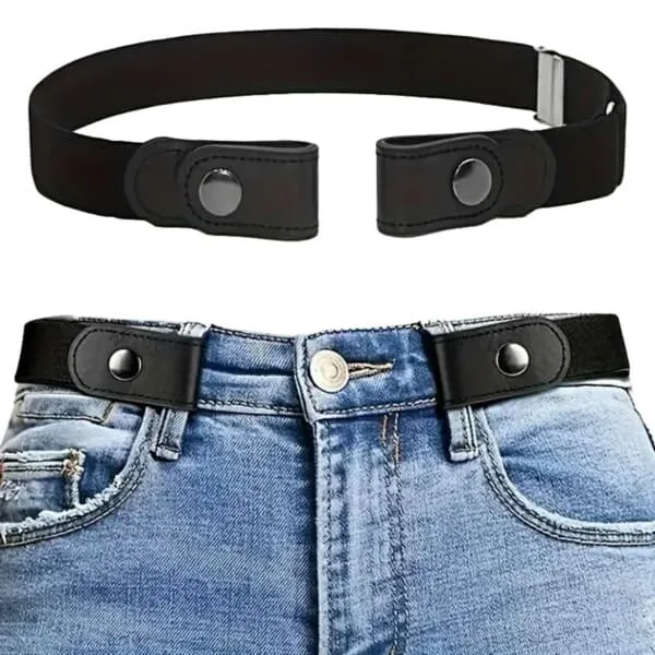 Elastisk belte uten spenne dame svart