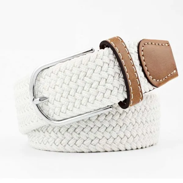 Elastic Belt - Canvas Fabric Squest with Stretch W26 -W36 White