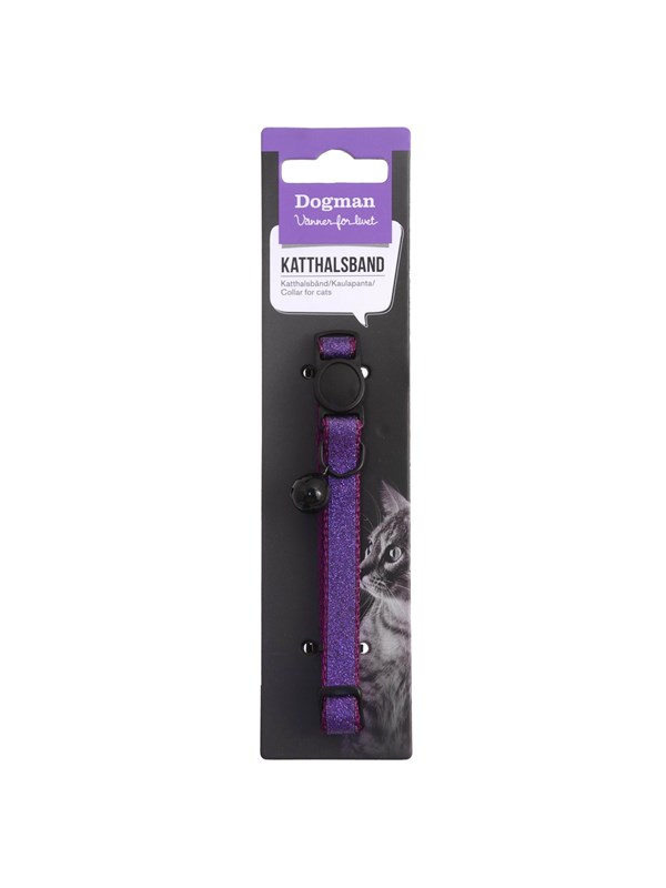 Dogman Katthalsbånd Gina med Cat Safe mekanisme og Bjelle Lilla 30cm