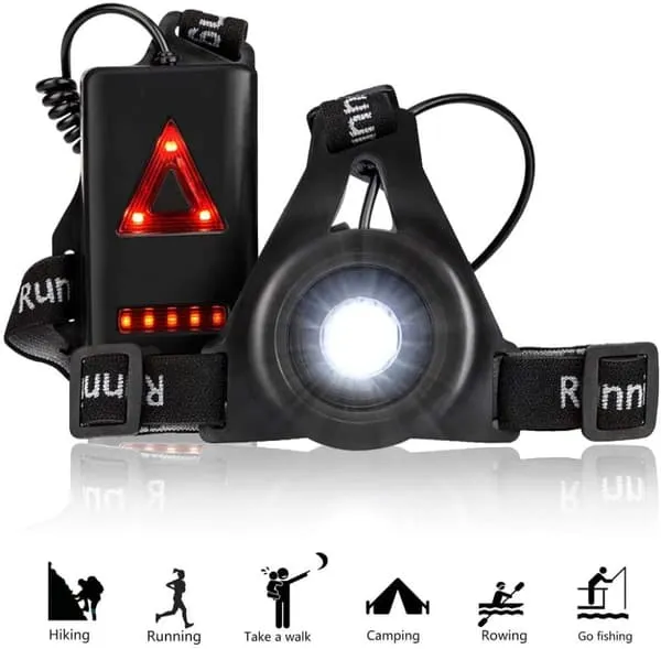 Løpevest med LED-lys 250 lumen for løping, sykling, fotturer, camping