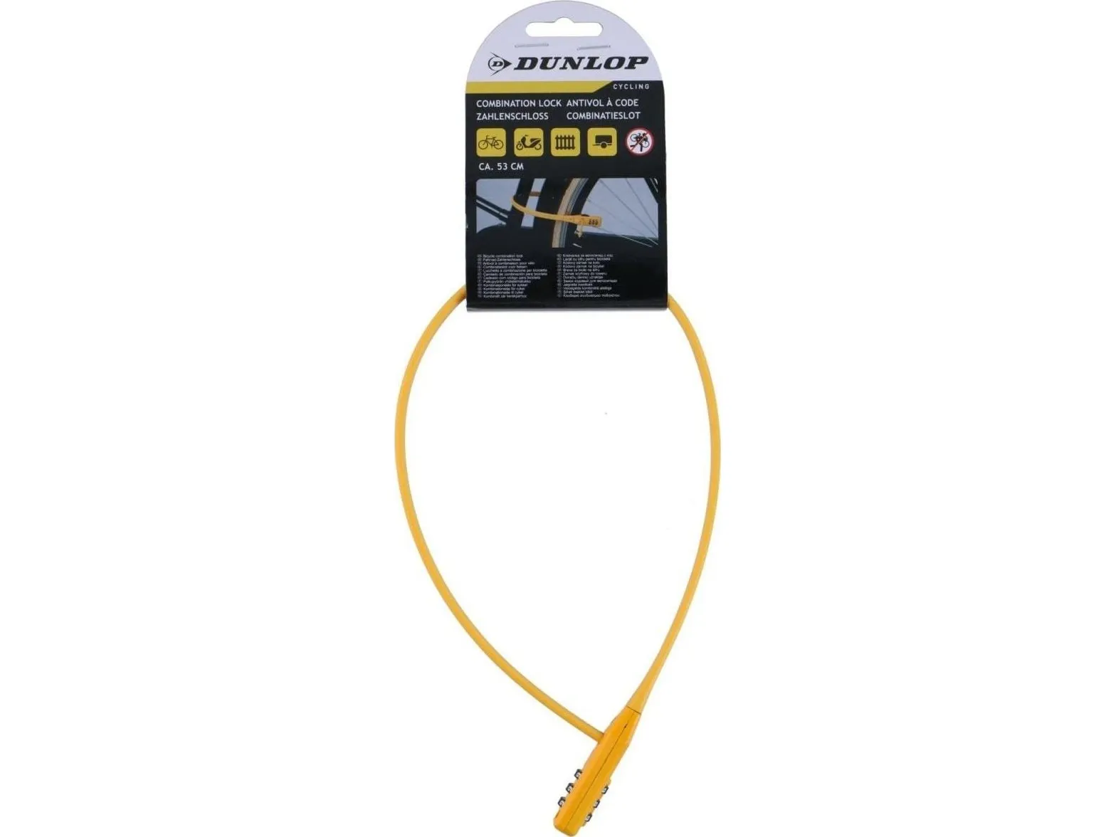 Dunlop sykkellås reim med kode gul Dunlop