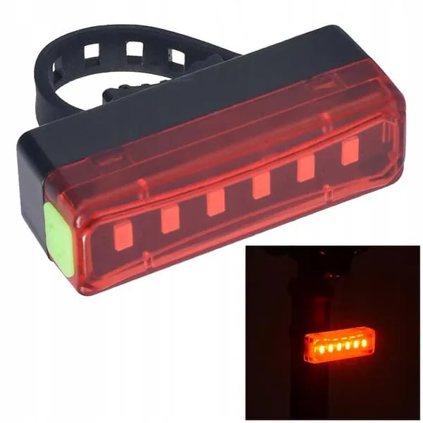 Baklykt for sykkel – USB-oppladbar LED-lampe med flere lysinnstillinger og fleksibelt feste for økt synlighet i trafikken.