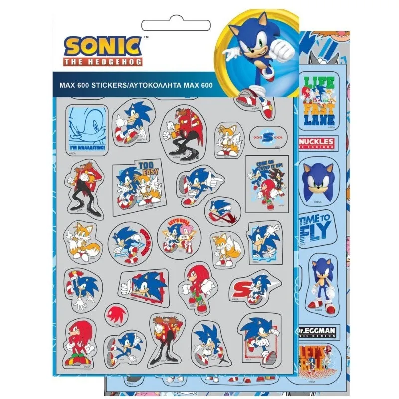 600-biters klistremerkesett med Sonic the Hedgehog